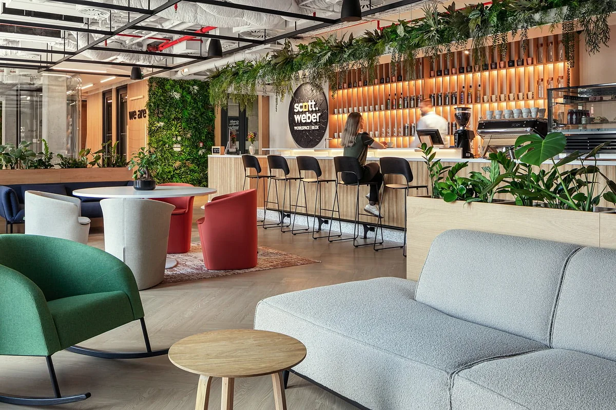 Cafe and lounge zone with coffee bar