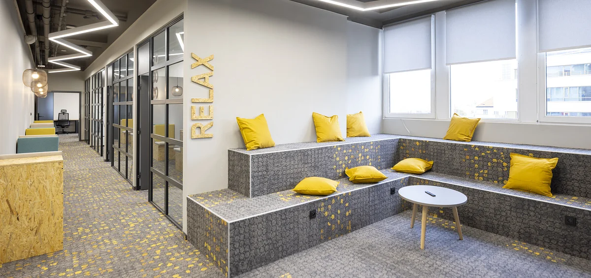 Panoramic view of shared workspace